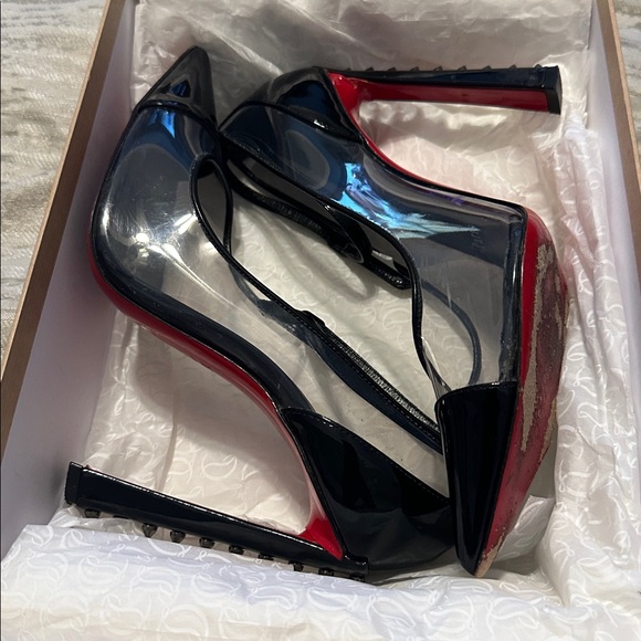 Christian Louboutin Black Patent Heels with Studded Detail - Picture 8 of 9